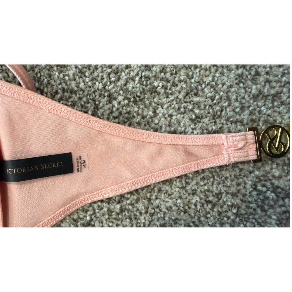 Victoria's Secret Sequin Ruffle Bandeau Bikini Set Pink Peach Medium NWT - Picture 8 of 8